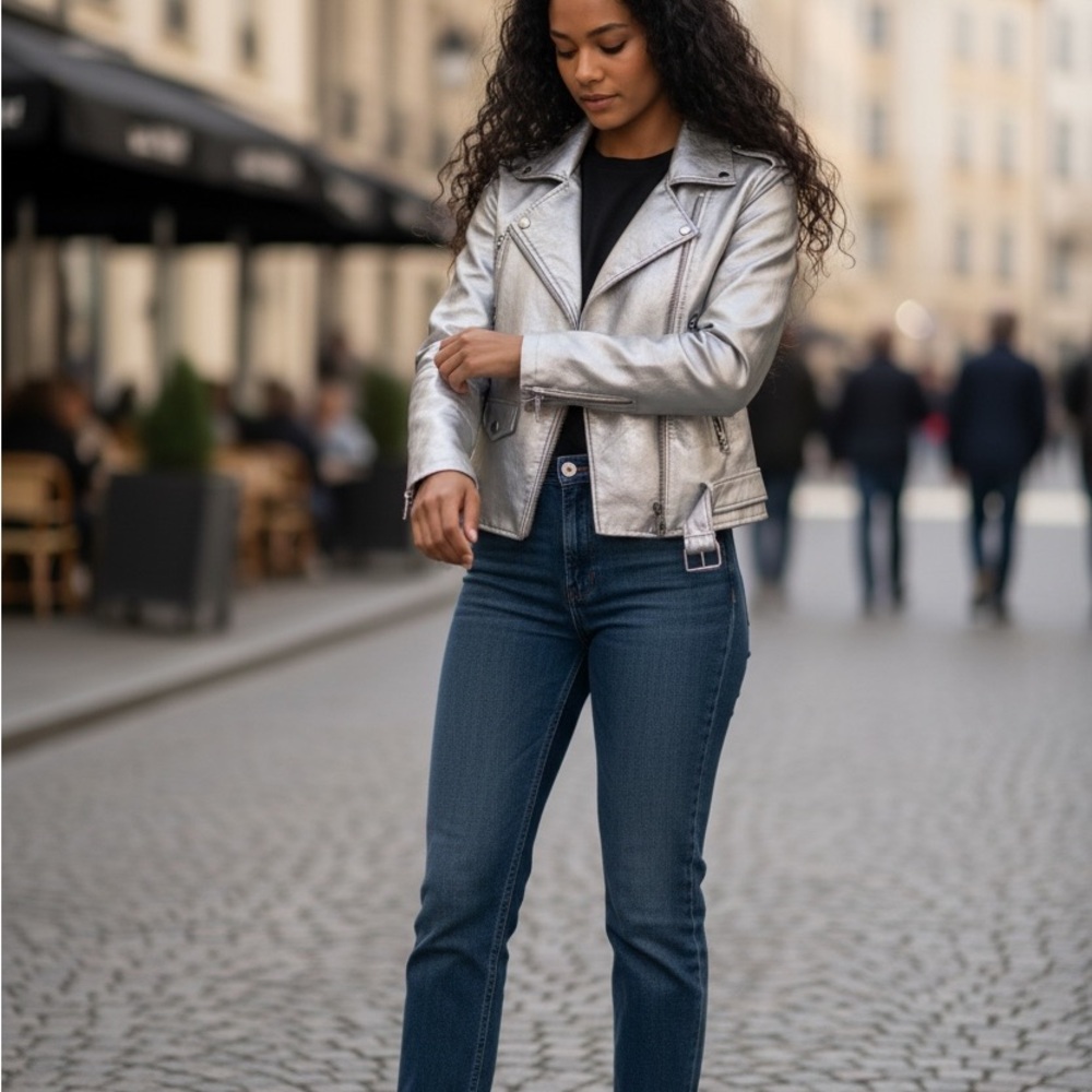 Levi's Silver Bomber Jacket for Women